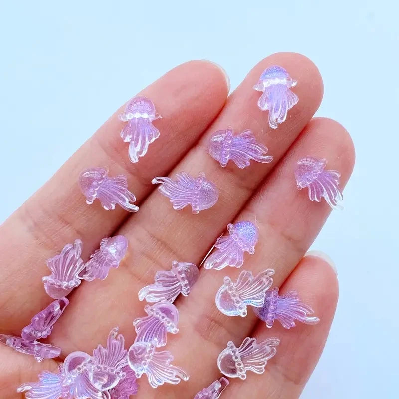 20-Pack 3D Kawaii Jellyfish Flatback Resin Nail Art Charms Nail Art Charms QXL