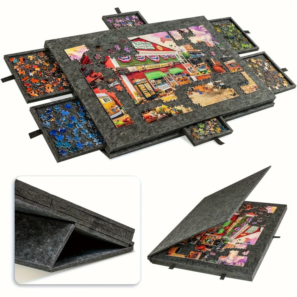 6-in-1 Portable Puzzle Table with Stand, Lid & 6 Drawers 1500pc Portable Puzzle Table QXL