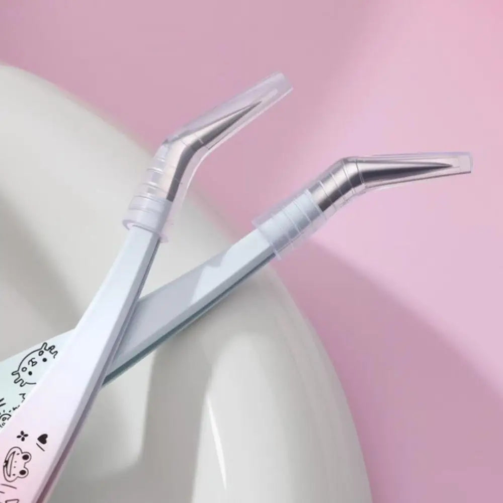 Cartoon Curved Stainless Steel Tweezers for Lash Extensions Eyelash Tweezers QXL