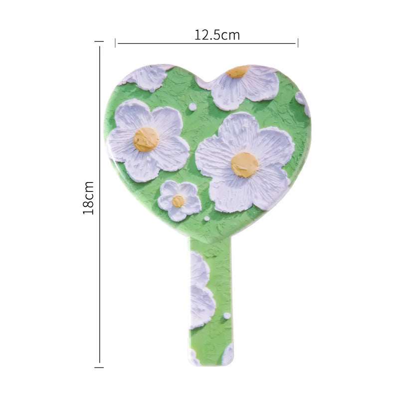 Flower Love Compact Handheld Makeup Mirror | Portable 12.5×18cm Compact Makeup Mirror QXL