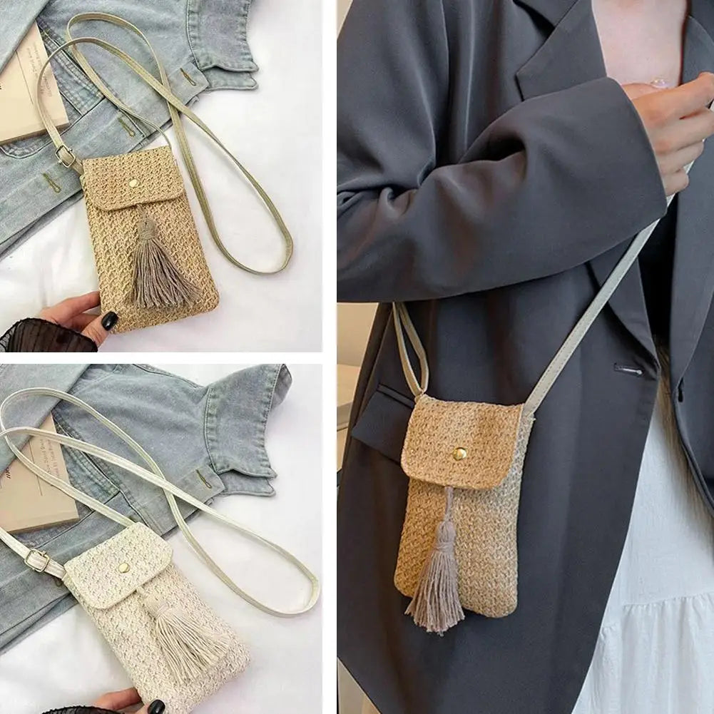Bohemian Woven Mini Crossbody Bag | Beach Phone Purse Crossbody Bag QXL