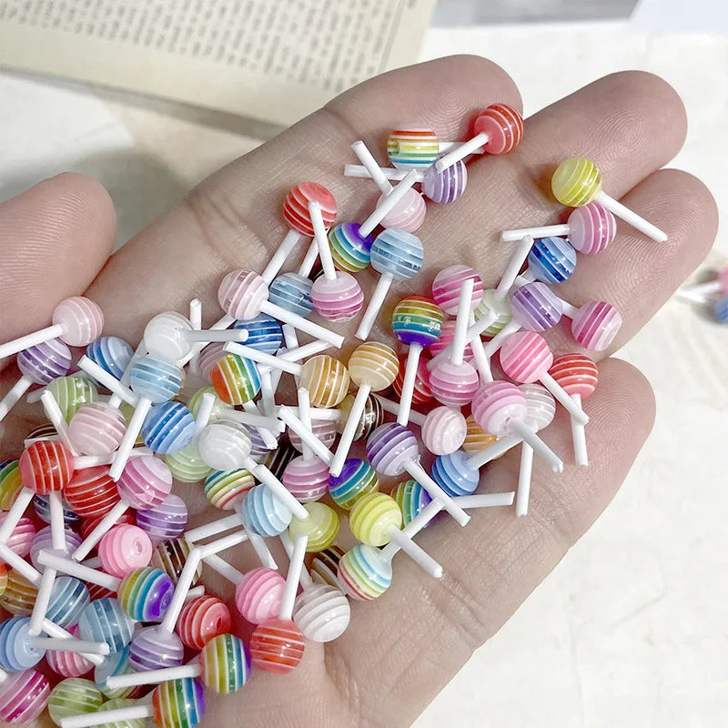 20-Pc Kawaii Lollipop 3D Nail Charms | Resin Candy Decor 3D Nail Charms QXL