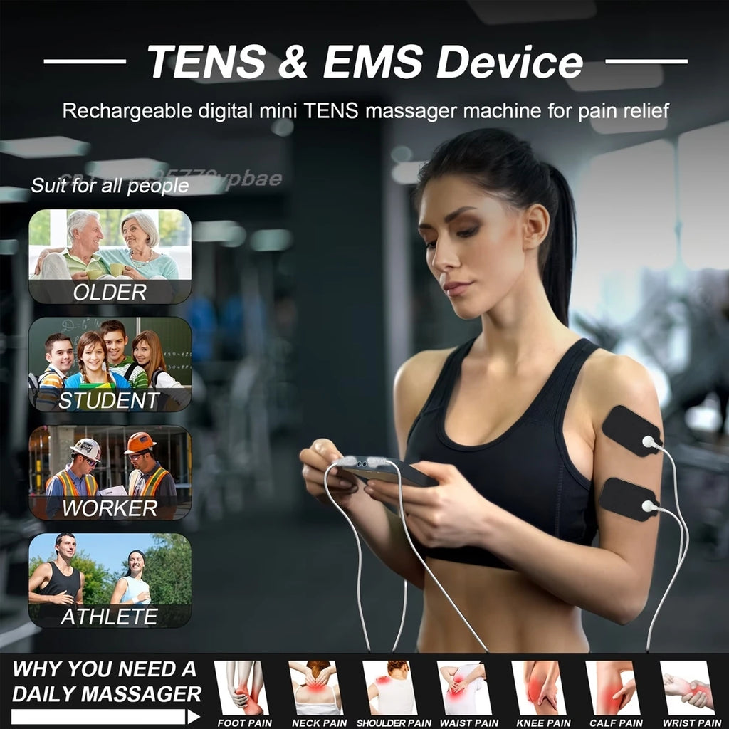 TENS & EMS Muscle Stimulator | 16 Modes Dual Channel Massager Muscle Stimulator QXL