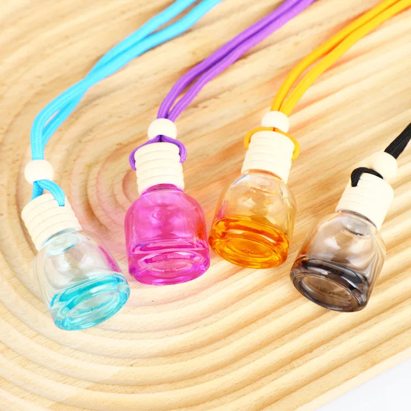 10ml Refillable Car Aroma Bottle with Wooden Cap Hanger Car Aroma Bottle QXL
