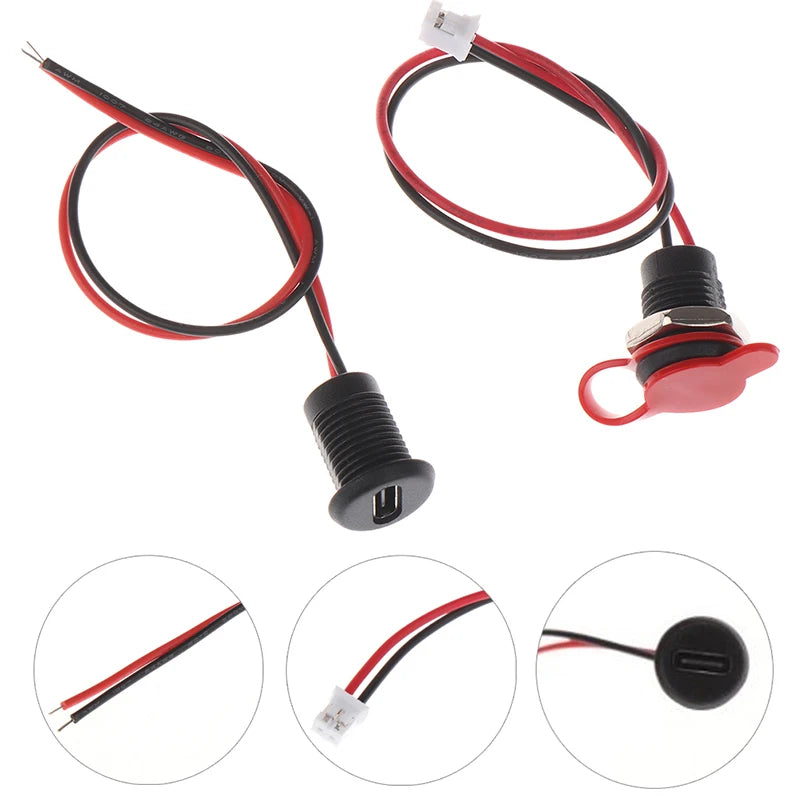 Waterproof USB-C Female Connector PH2.0 Nut Lock | 3A Fast Charge USB-C Connector QXL