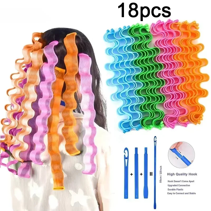 18-Pack Soft Magic Hair Rollers | No-Heat Curling Rods Hair Rollers QXL Random-18pcs
