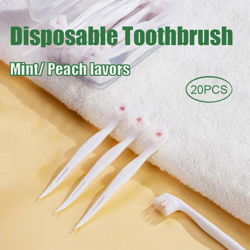 20-Pack Disposable Travel Toothbrushes with Built-In Toothpaste Disposable Toothbrush QXL