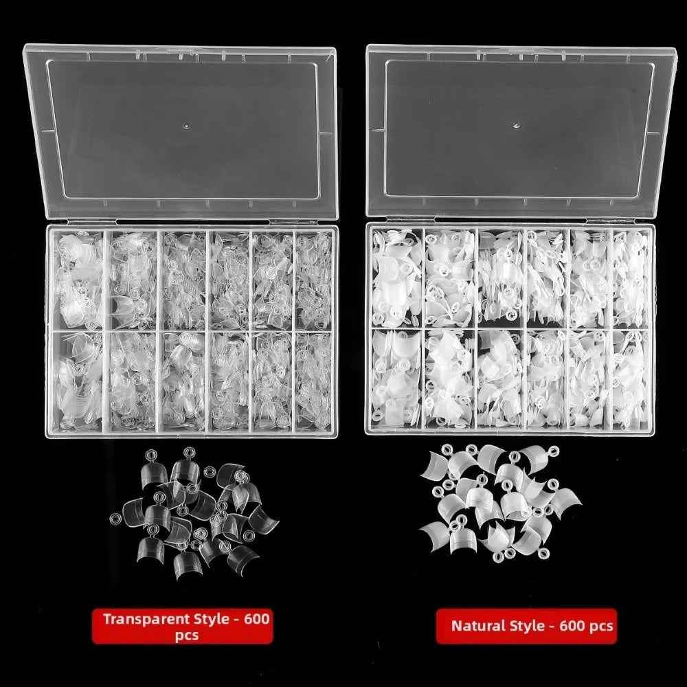 600-Pack Short Square French Nail Tips | Half Cover Press-On Press-On Nail Tips QXL