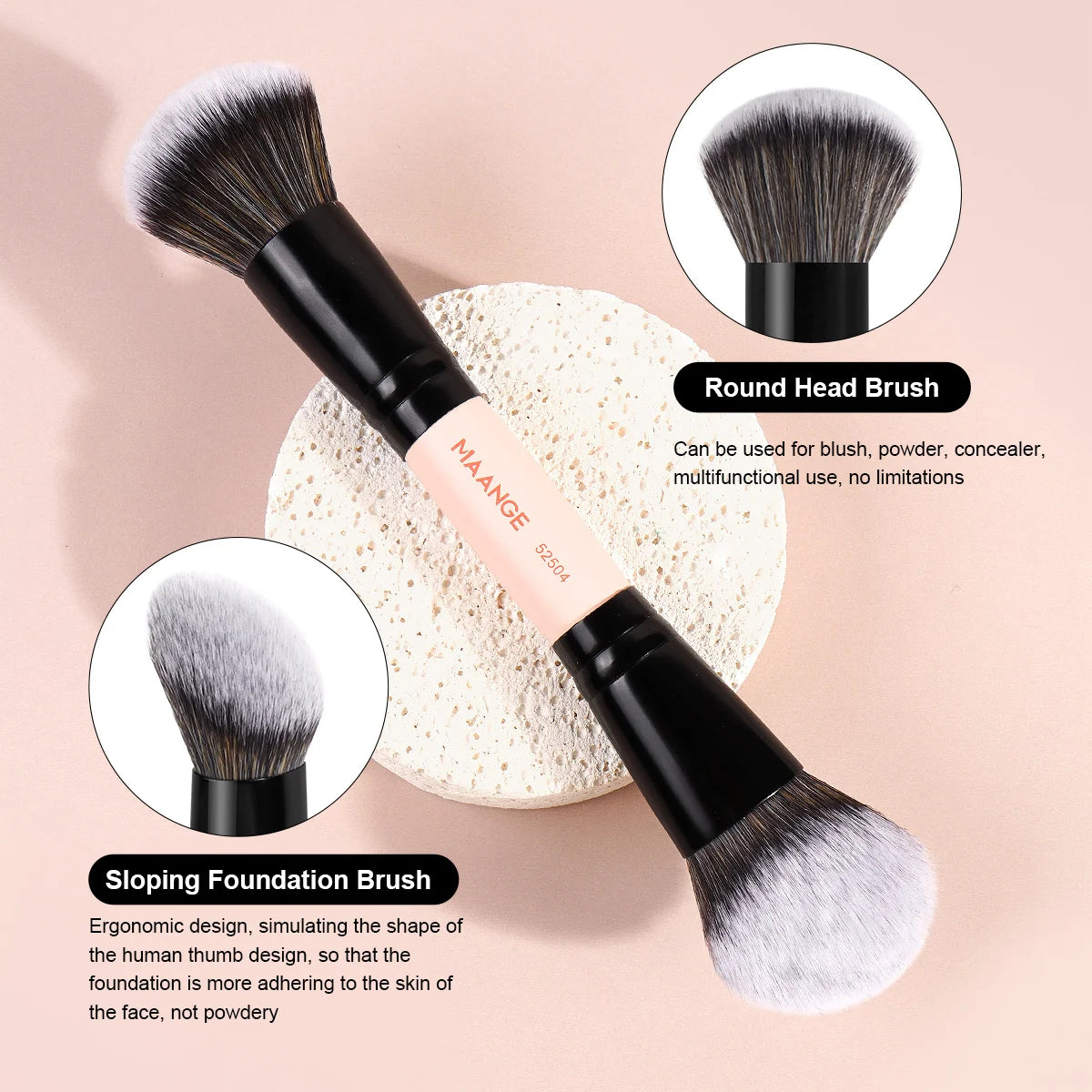 MAANGE 3-Pc Makeup Brush Set | Foundation Powder Blending Makeup Brush Set QXL