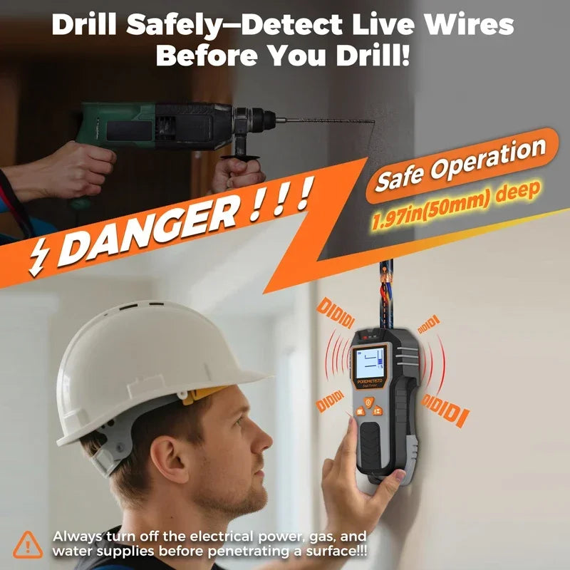 POROMETISTO DSF01 6-in-1 Stud Finder Wall Scanner | LCD Stud Finder Scanner QXL