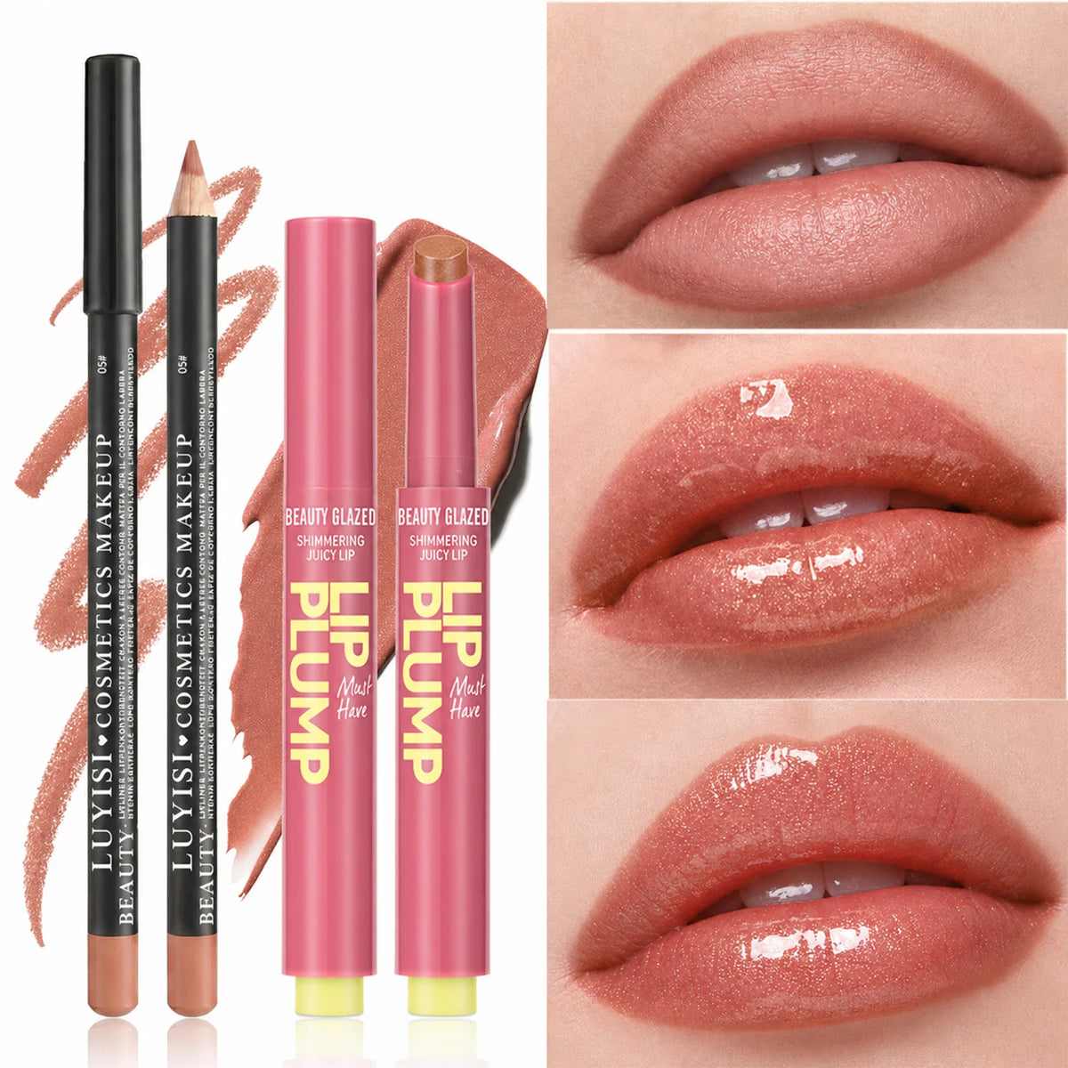 Matte Lip Liner & Moisturizing Lipstick Set | 2-Pc Lip Kit Lip Liner & Lipstick Set QXL