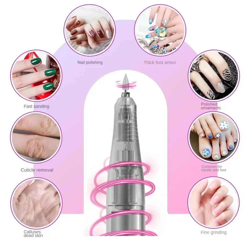 45000 RPM Rechargeable Electric Nail Drill | Pro Manicure Tool Electric Nail Drill QXL