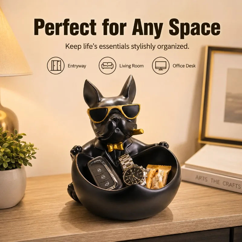 French Bulldog Resin Organizer Tray | Key & Desktop Storage Decorative Organizer Tray QXL