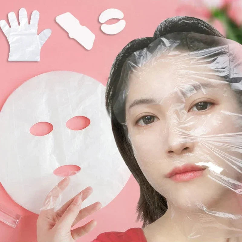 100-Pack Disposable Face Mask Wrap Film | Ultra-Thin PE Skin Disposable Face Film QXL