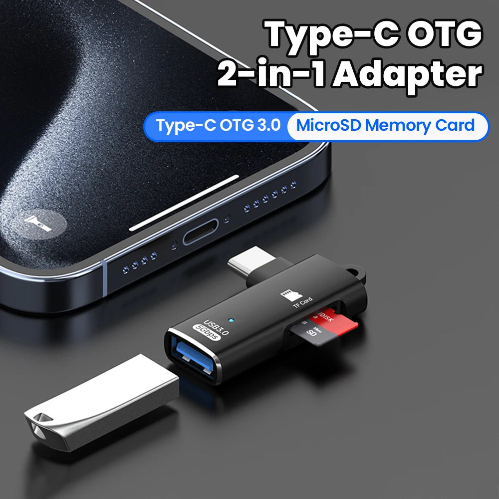3-in-1 USB 3.0 Type-C TF Card Reader OTG Adapter USB Card Reader Adapter QXL