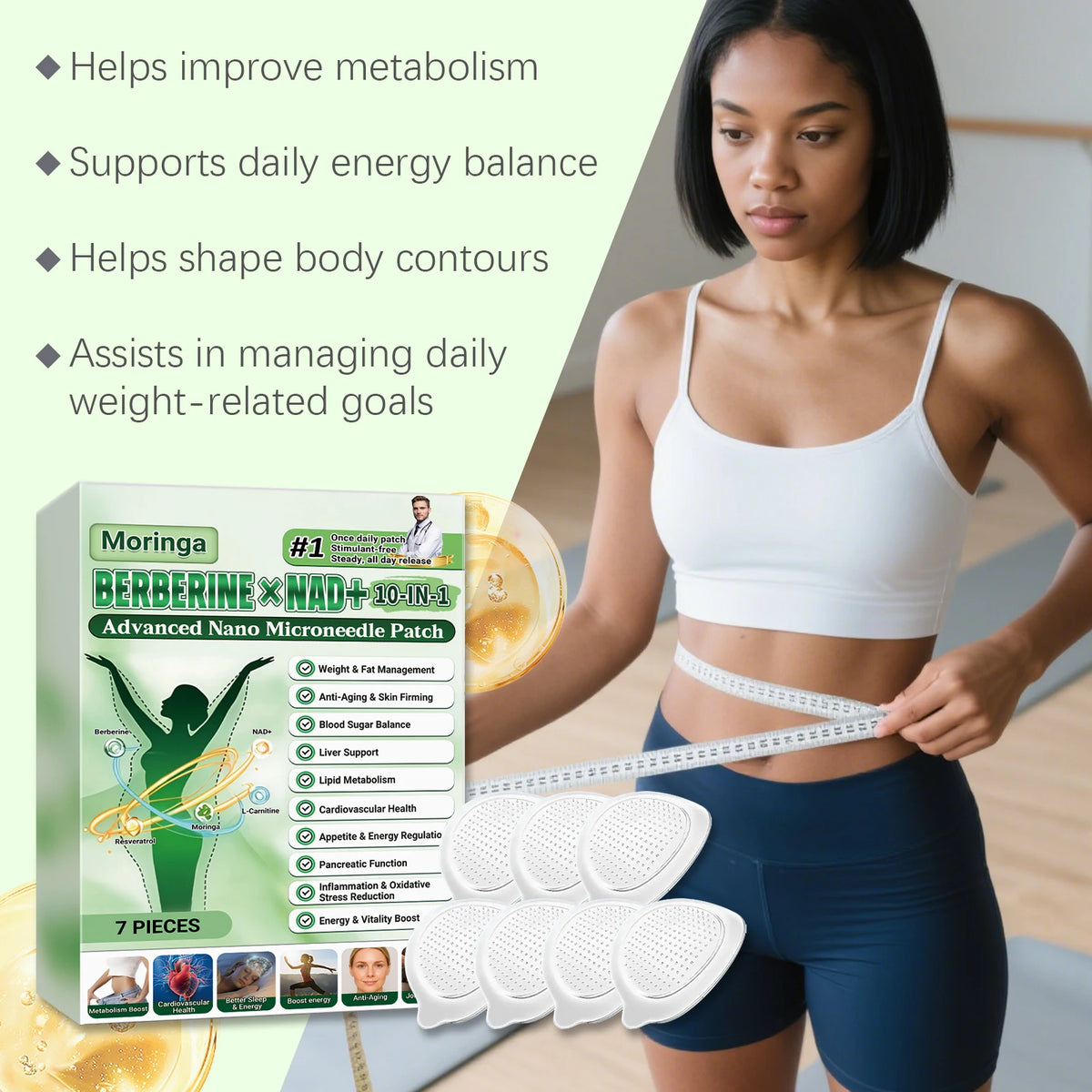 NAD+ Nano Microneedle Body Firming Patch | 10-in-1 Skin Care Body Firming Patch QXL