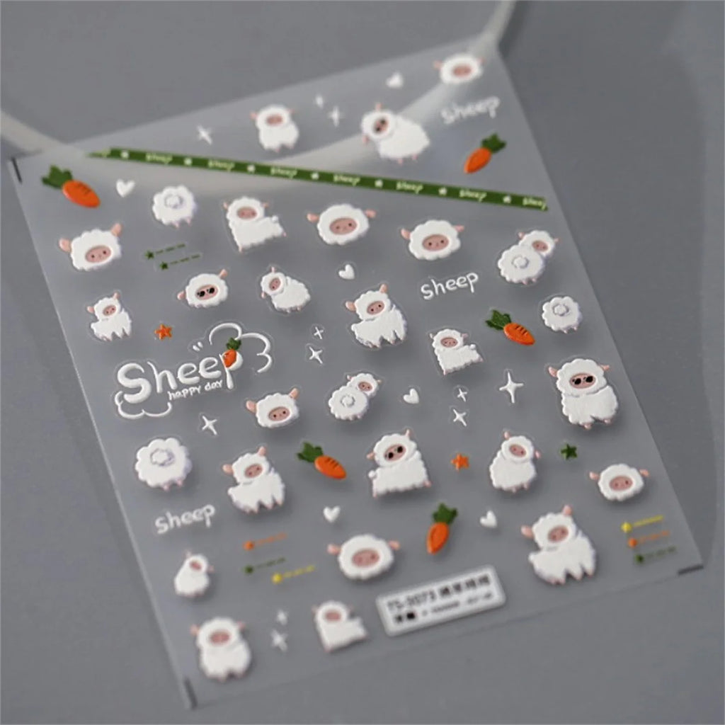5D Kawaii Nail Stickers – Cute Rabbit & Dog Slider Decals Nail Art Stickers QXL