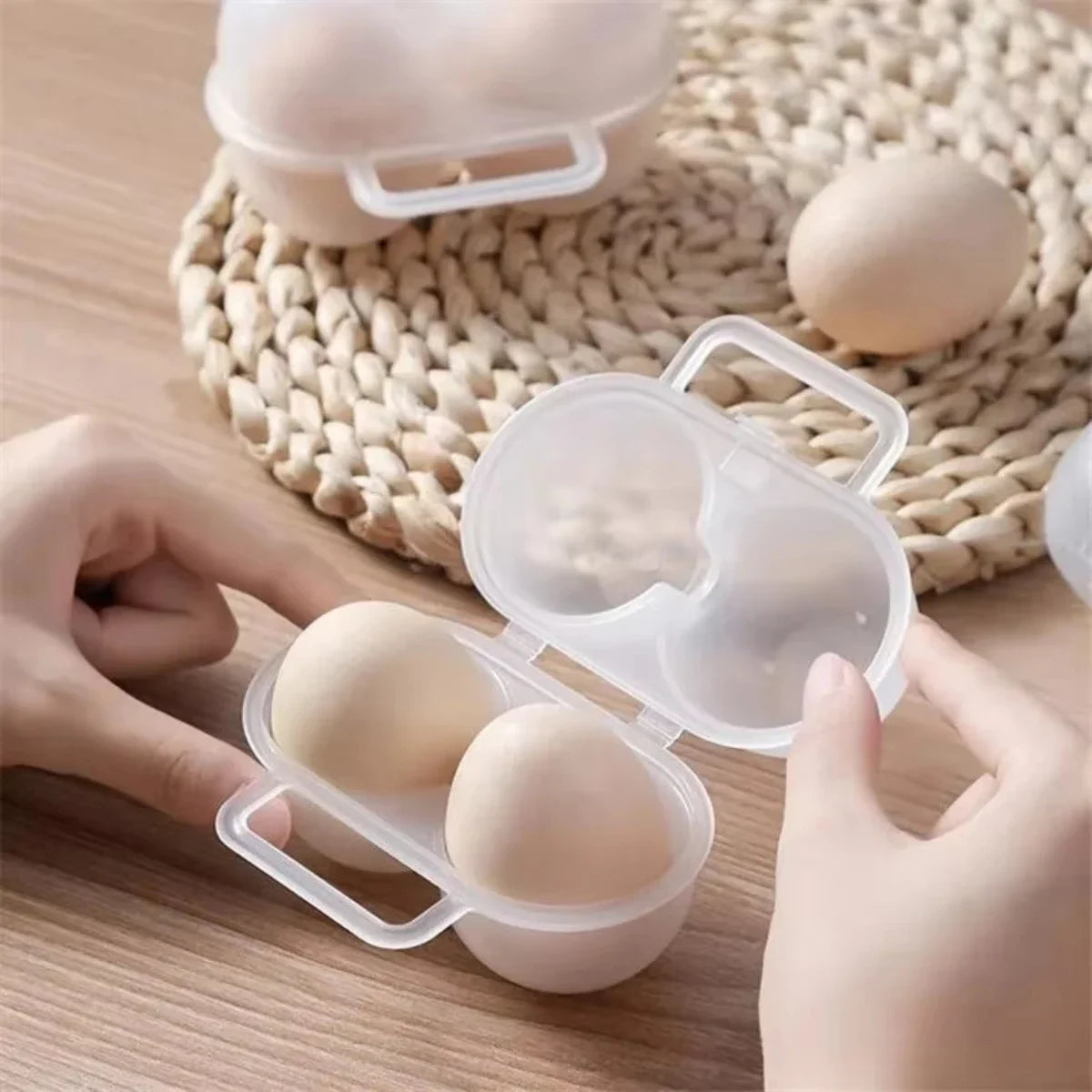 Portable 2-Compartment Egg Carrier Box | Shockproof Camping Egg Storage Carrier QXL