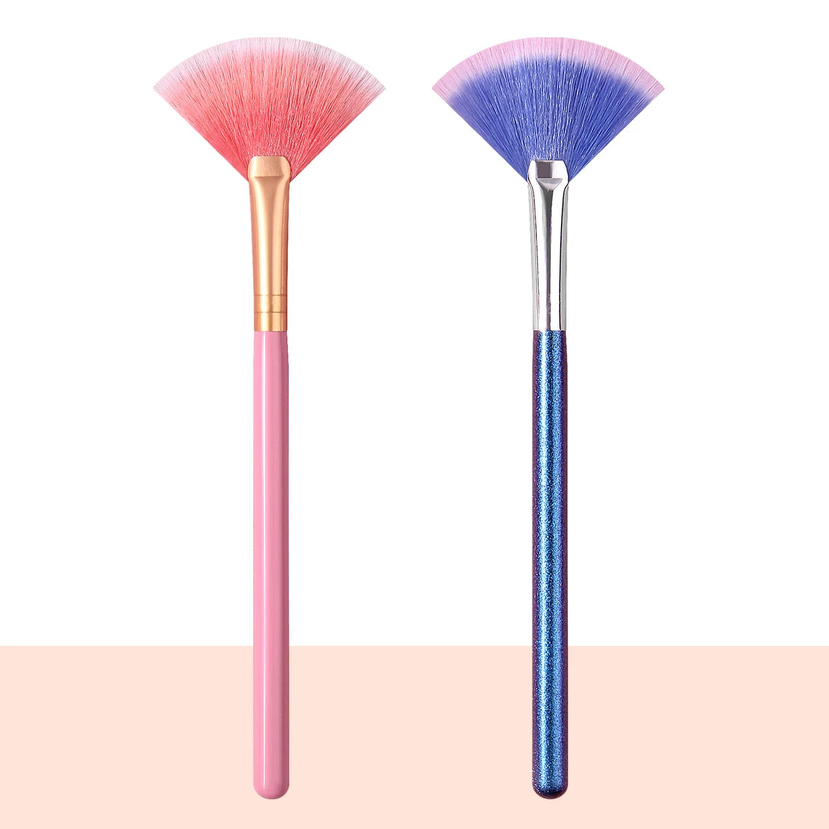 KOSSHOW Fan Highlighter & Contour Brush Set – 2 Pcs Fan Makeup Brush Set QXL