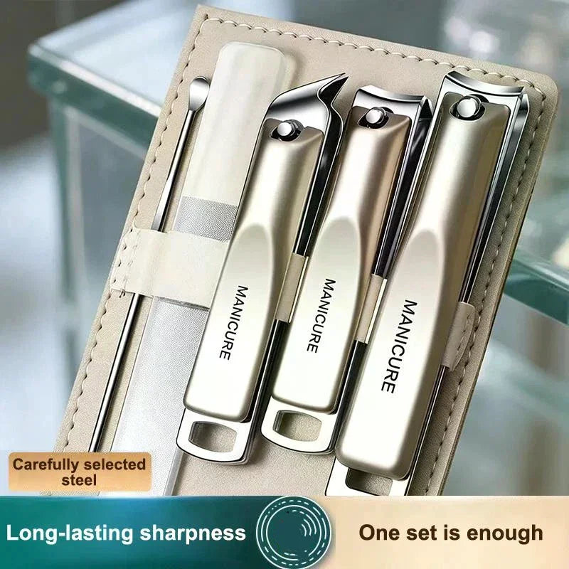 5/10-Pc Stainless Steel Nail Clipper Set with Leather Bag Nail Clipper Set QXL