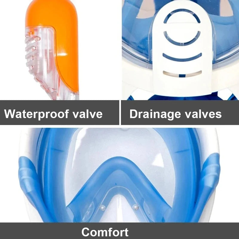 Anti-Fog Full Face Snorkel Diving Mask for Adults | L/XL Snorkel Diving Mask QXL