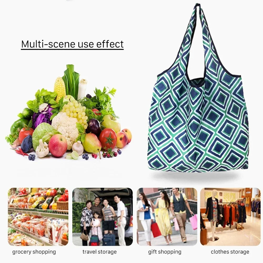 Large Reusable Foldable Tote Bag | Eco Grocery & Beach Bag Reusable Tote Bag QXL