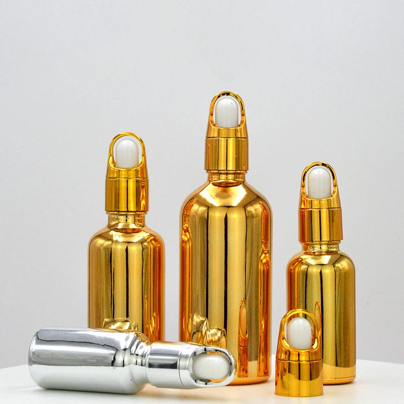 Gold Glass Dropper Bottles 5ml–100ml | Essential Oil & Travel Glass Dropper Bottle QXL