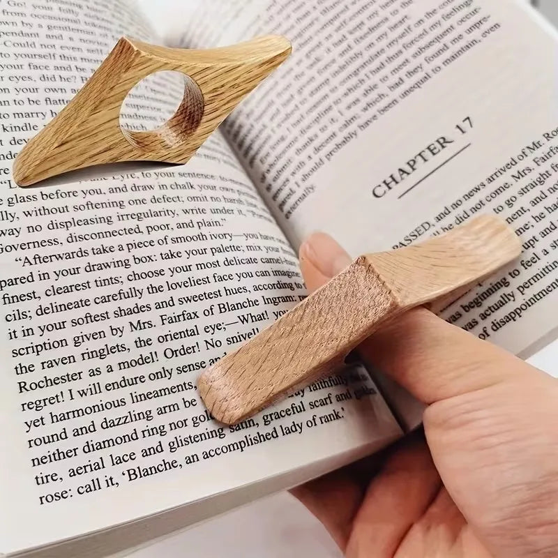 Polished Wooden Thumb Bookmark | One-Handed Page Turner Wooden Thumb Bookmark QXL