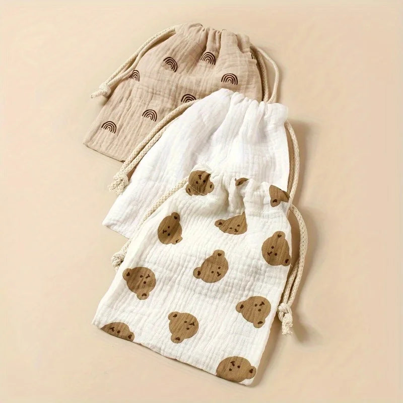 Drawstring Canvas Storage Bags | Printed Dust-Proof Organizers Drawstring Storage Bag QXL 3pcs