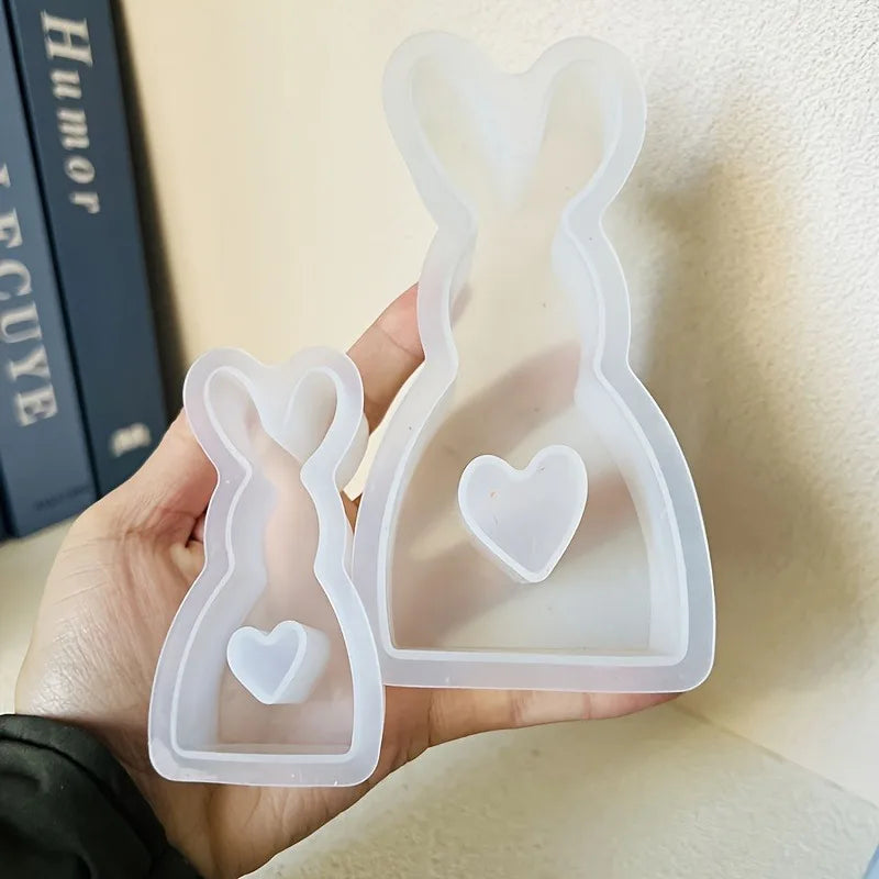 Easter Bunny Heart Silicone Mold – Candle Soap Resin Clay Silicone Craft Mold QXL 2pcs