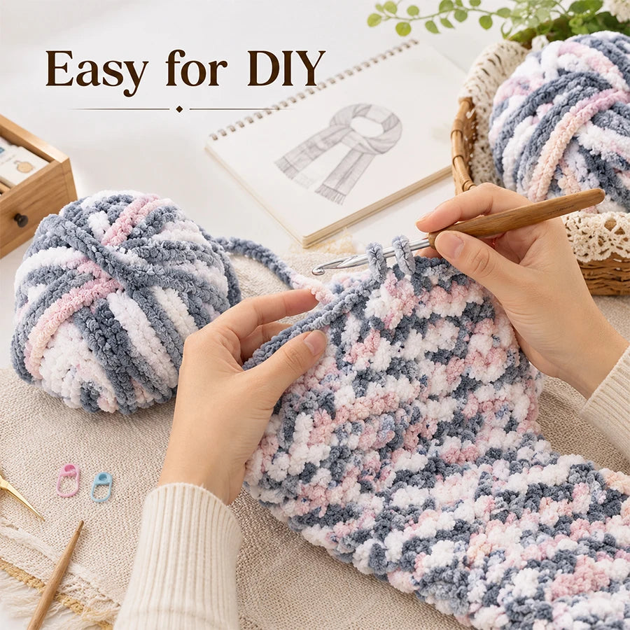 Super Thick Chunky Polyester Yarn | DIY Knitting & Crochet Chunky Craft Yarn QXL