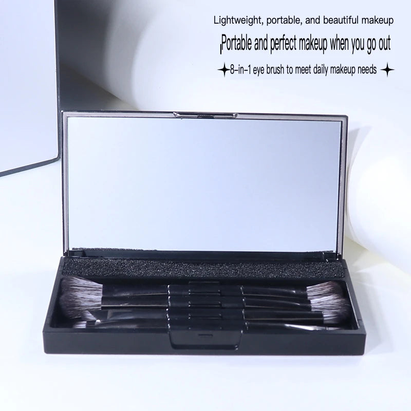 4-Piece Double-Head Eyeshadow Brush Set with Mirror Case Eyeshadow Brush Set QXL
