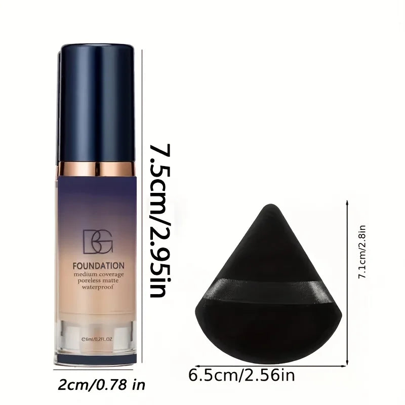 2-Pc Liquid Foundation & Powder Puff Makeup Set Foundation Makeup Set QXL