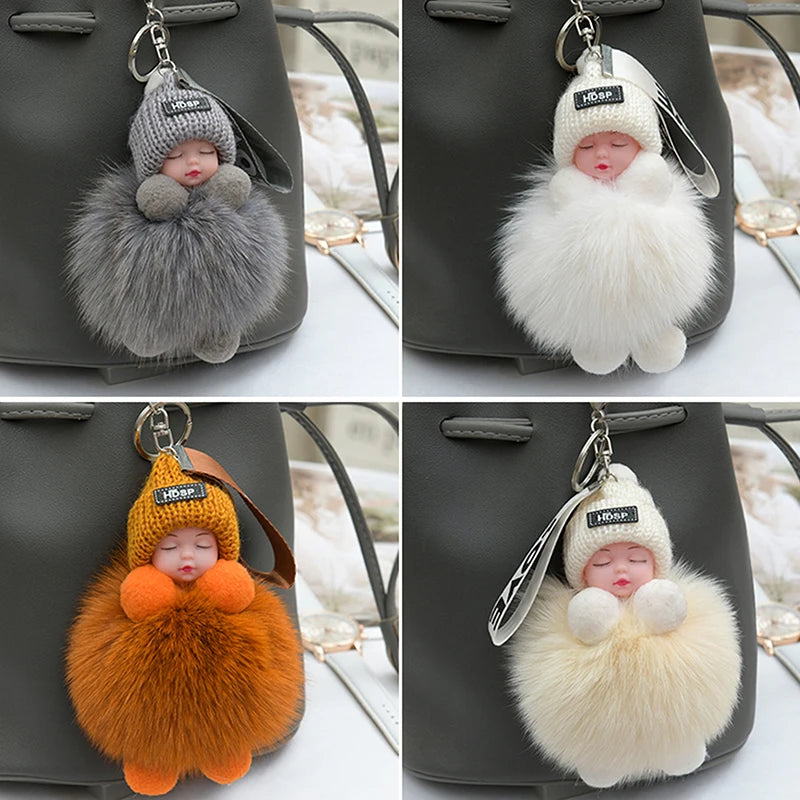 Cute Pompom Plush Doll Keychain | Bag & Backpack Pendant Gift Plush Bag Charm QXL