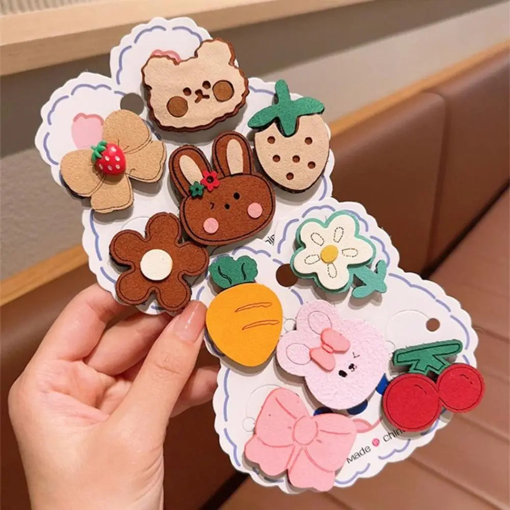 5-Pack Cute Cartoon Hair Clips | Gentle Reusable Bangs Clips Cartoon Hair Clips QXL