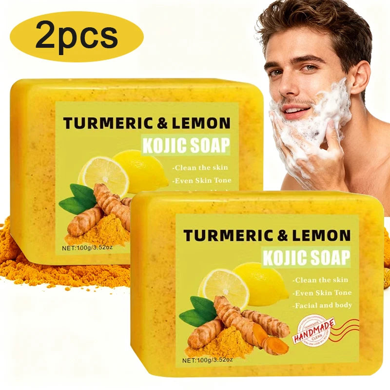 2-Pack Turmeric & Citric Acid Moisturizing Body Soap | All Skin Moisturizing Body Soap QXL YELLOW 200g