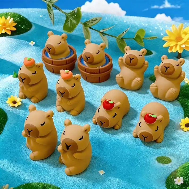 7-Piece Mini Resin Capybara Set | Garden & Car Decor Gift Resin Figurine Set QXL