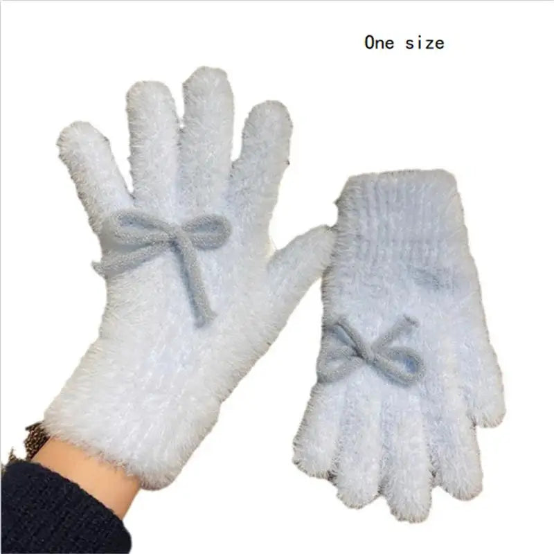 Women's Plush Bow Thermal Gloves | Touchscreen Winter Gloves Winter Gloves QXL