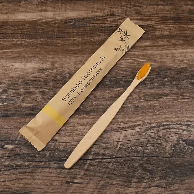 50-Pack Bamboo Toothbrushes | Soft Bristles, Eco-Friendly Bamboo Toothbrush QXL 50Pcs Yellow