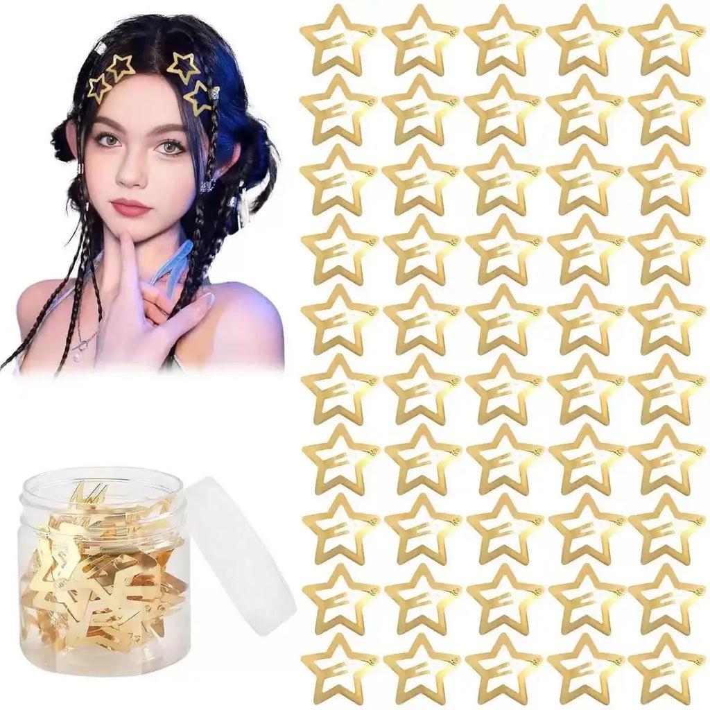 Golden Star Mini Hair Clips – Sweet Starlight Hairpins 5/12 Pack Hair Clips Set QXL