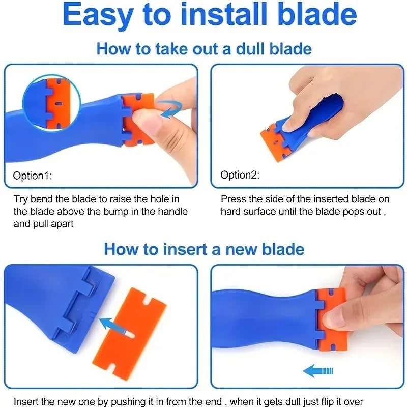 Plastic Scraper & Blade Set | Car Sticker & Glass Film Removal Car Detailing Scraper QXL