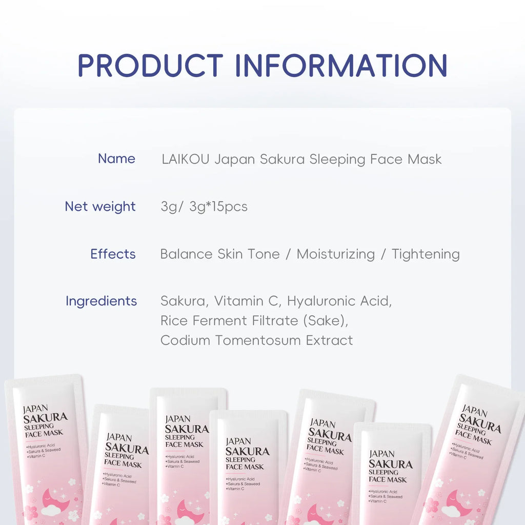 LAIKOU Sakura Overnight Sleeping Mask – Hydrating & Brightening Sleeping Face Mask QXL