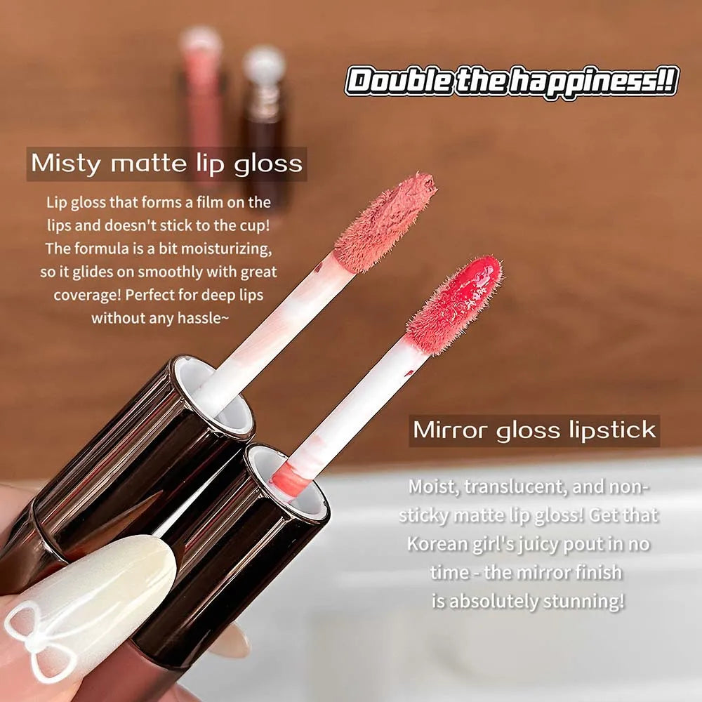 Dual-Ended Matte Velvet & Gloss Lip Color Pen | Long-Lasting Dual-Ended Lip Gloss QXL