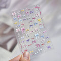 French Pearl Bow 5D Nail Art Stickers | Ballet Glitter Decals Nail Art Stickers QXL to5424