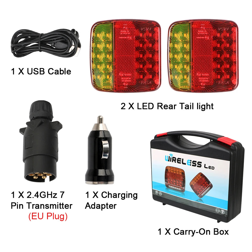 Wireless Rechargeable LED Trailer Tail Lights | Magnetic Mount LED Trailer Tail Lights QXL 1 SET