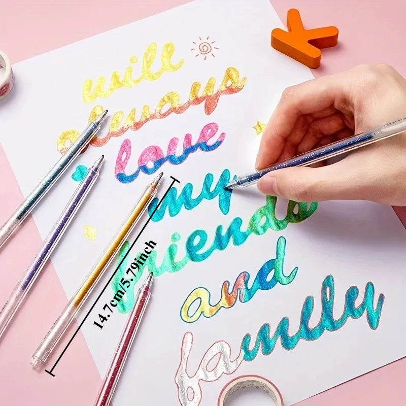12-Color Glitter Gel Pens | Metallic & Fluorescent Set Glitter Gel Pen Set QXL