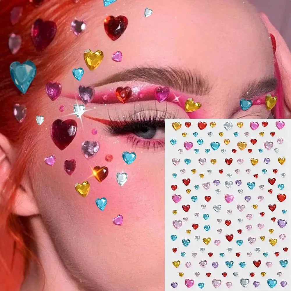 3D Face Rhinestone Stickers | Aurora Iridescent Body Gems Face Gem Stickers QXL