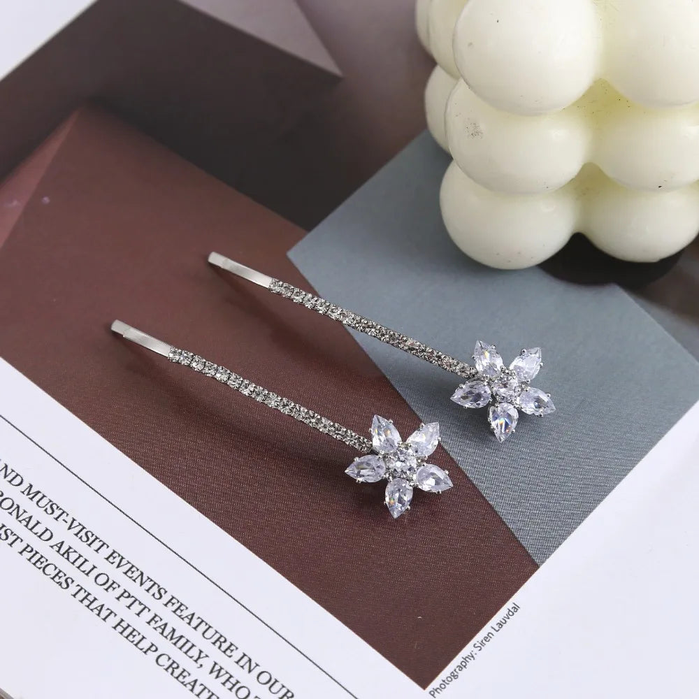 Floral Rhinestone Metal Hair Clips for Women – 2-Pack Rhinestone Hair Clips QXL 2Pcs