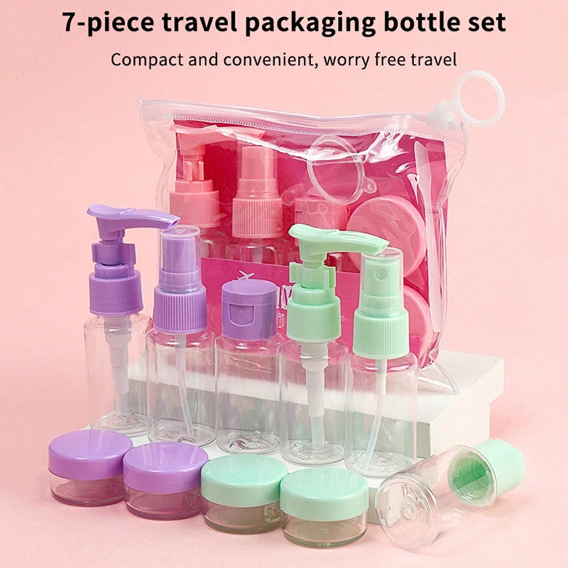 7-Piece Leakproof Travel Bottle Set | Refillable Toiletry Kit Travel Bottle Set QXL