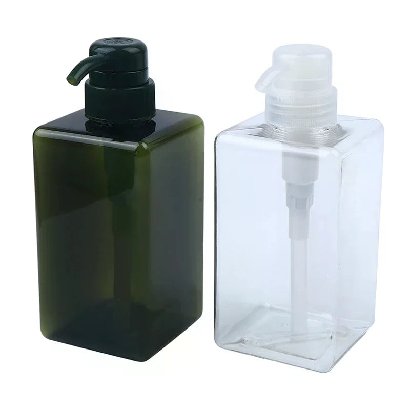 450ml Square Refillable Pump Bottle for Lotion & Shampoo Pump Dispenser Bottle QXL